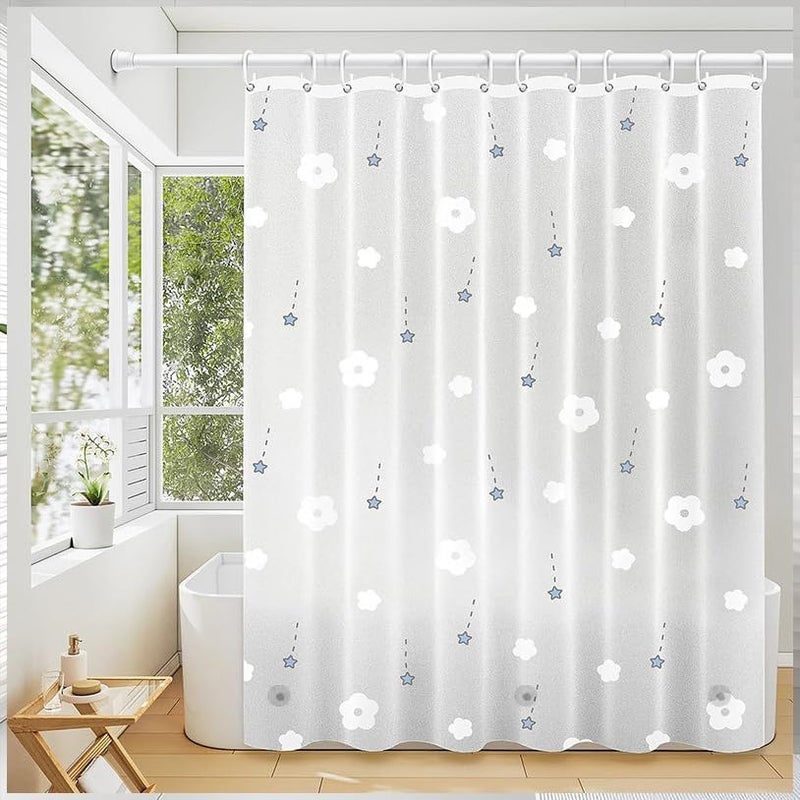 TIKABC Shower Curtain Liner, 4G PEVA Shower Liner, Plastic Waterproof Shower Curtains, 72x72 inch with Grommet Holes 3 Magnetic Weights - Image 1